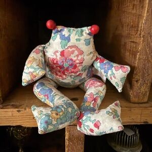 Vintage Liberty London Floral Patterned Fabric Bean Bag Frog HandMade England